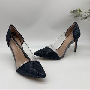 BCBGeneration Black Rhinstone Pointed Toe Heels